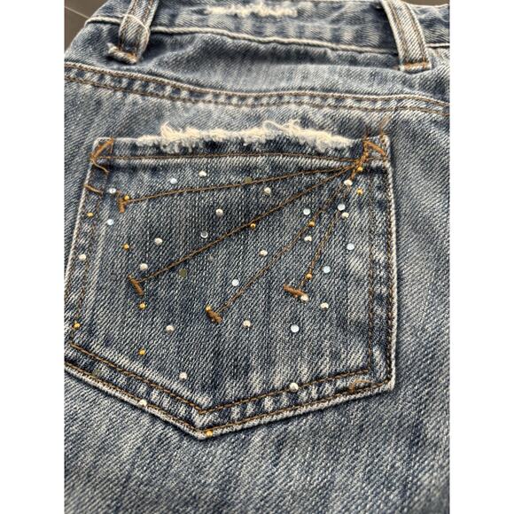 VTG HTF 90s Y2K Grunge Billabong Wide Leg Flare Distressed Jeans Sz 25” Studded - Picture 6 of 14